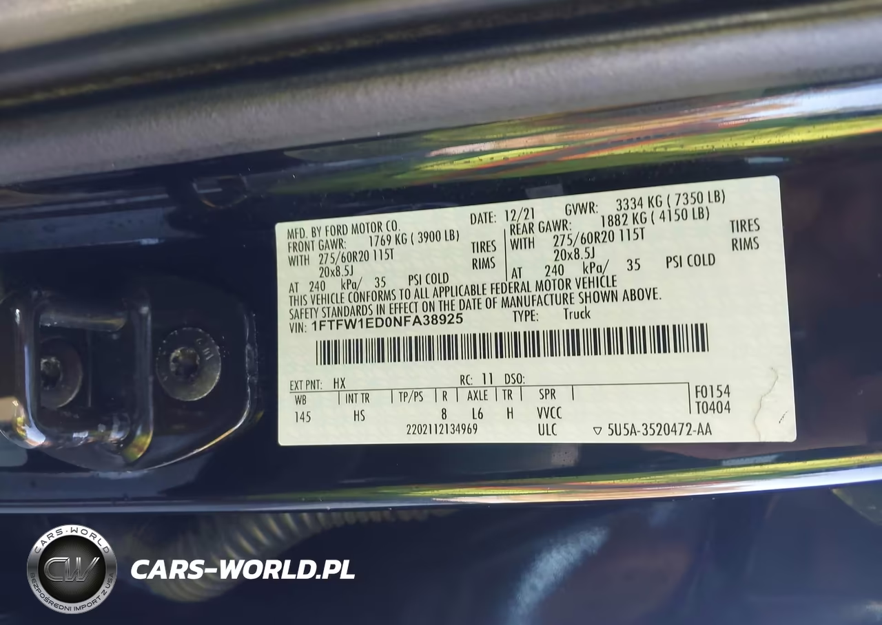 2022 Ford F-150 Lariat VIN:1FTFW1ED0NFA38925 - 9