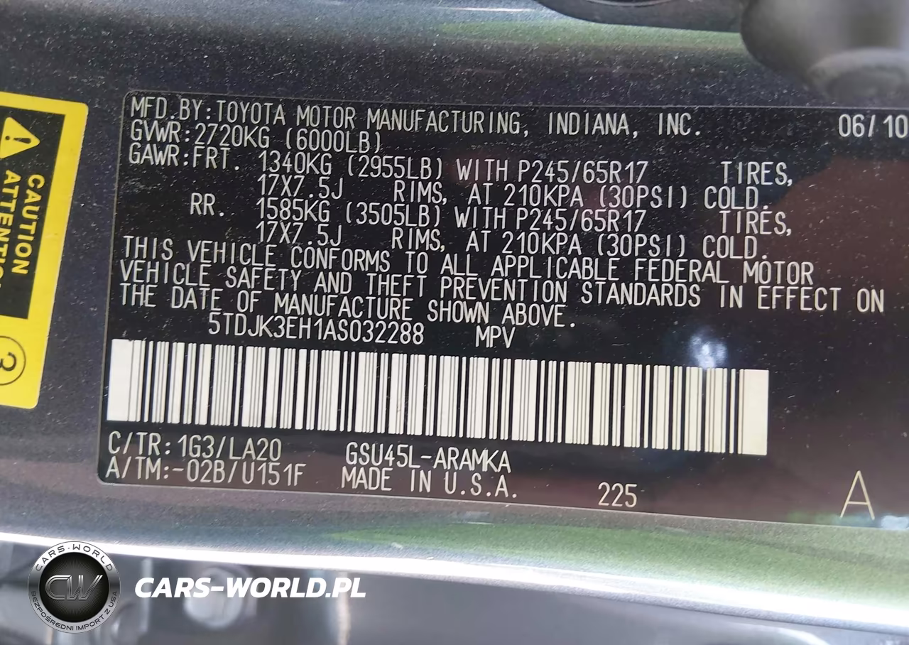 2010 Toyota Highlander Se V6 VIN:5TDJK3EH1AS032288 - 9