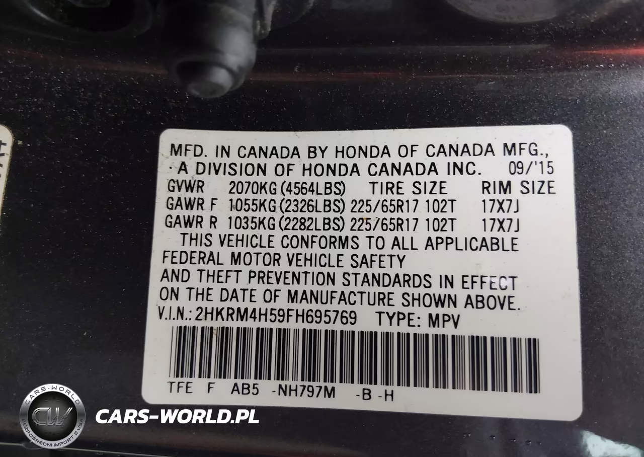 2015 Honda Cr-V Ex VIN:2HKRM4H59FH695769 - 9