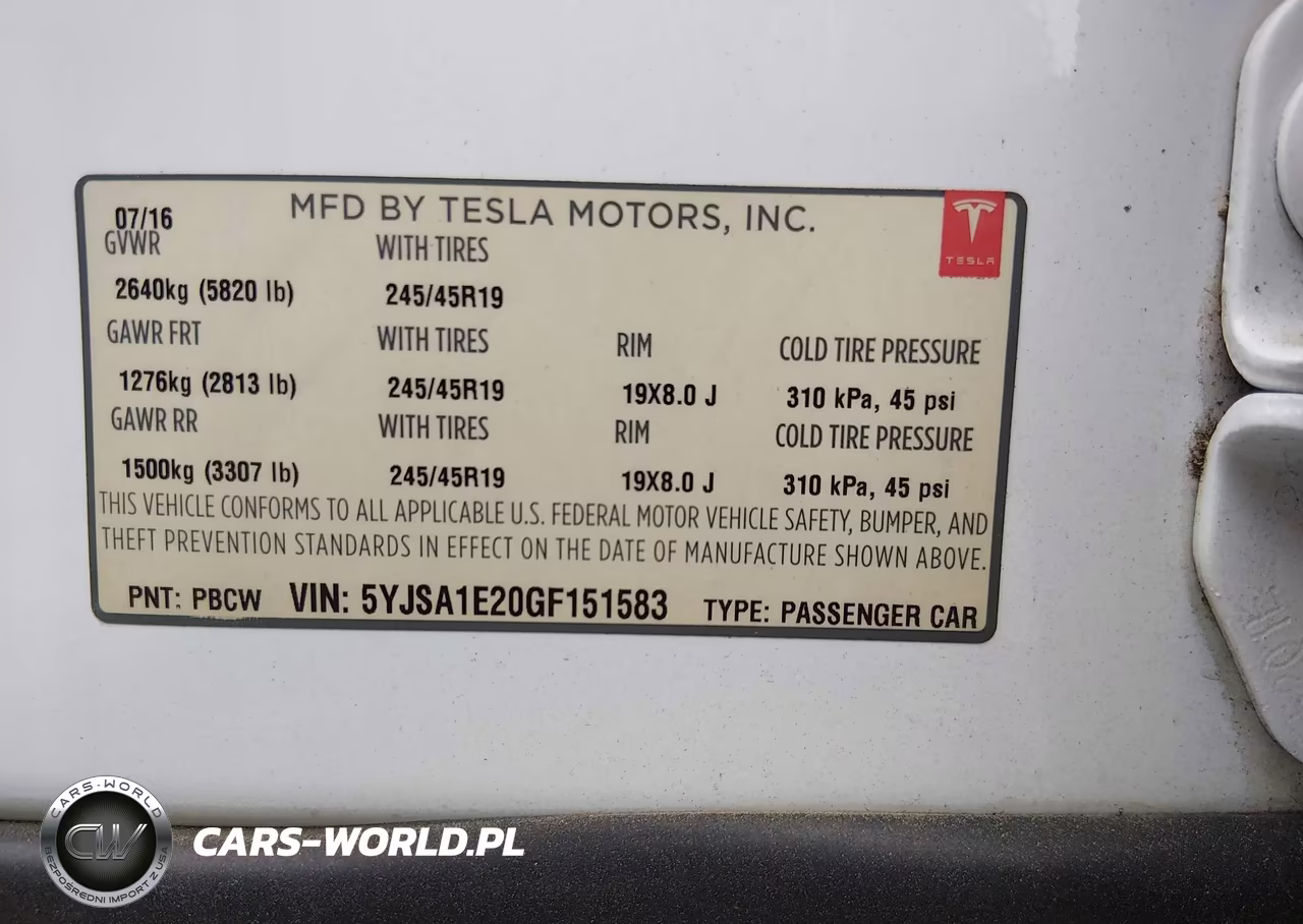 2016 Tesla Model S 60D-70D-75D-85D-90D VIN:5YJSA1E20GF151583 - 9