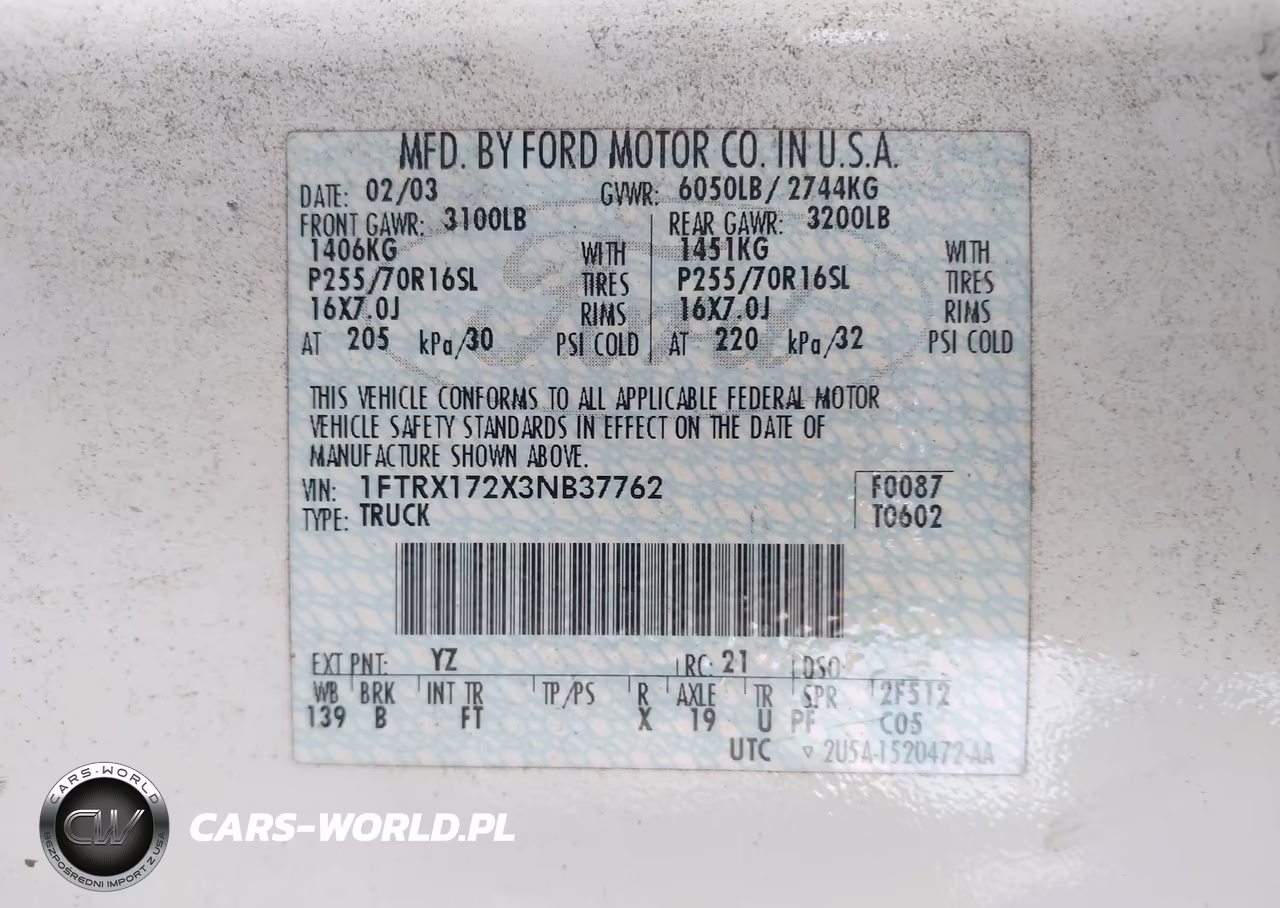 2003 Ford F-150 Xl-Xlt VIN:1FTRX172X3NB37762 - 9