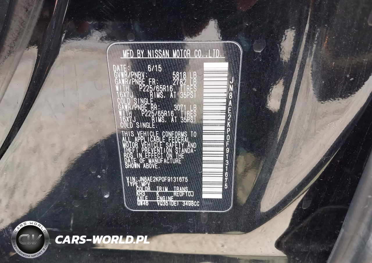 2015 Nissan Quest Sv VIN:JN8AE2KP0F9131675 - 9