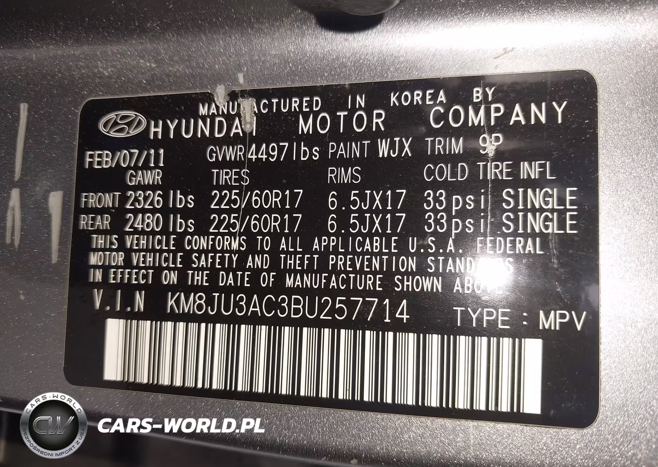 2011 Hyundai Tucson Gls VIN:KM8JU3AC3BU257714 - 9