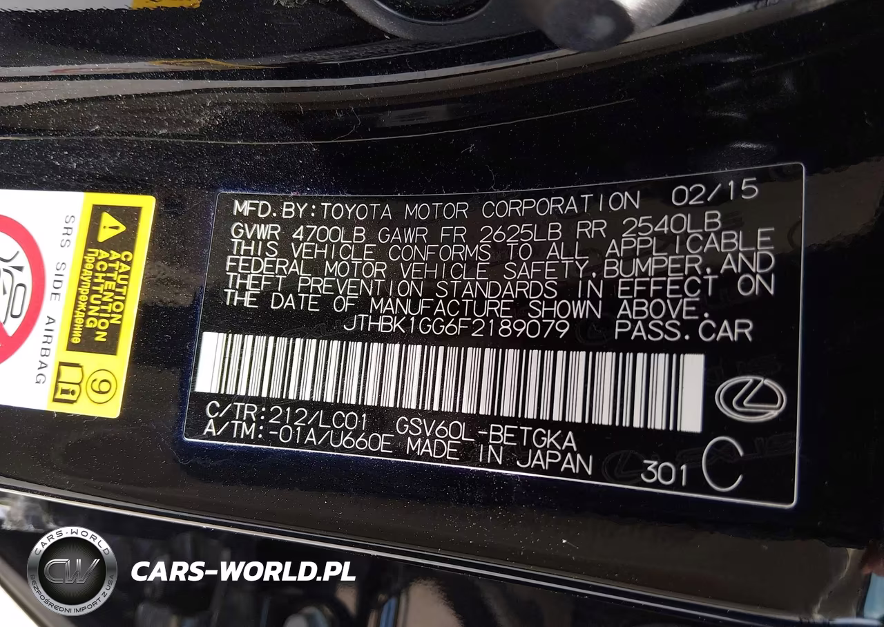 2015 Lexus Es 350 VIN:JTHBK1GG6F2189079 - 9