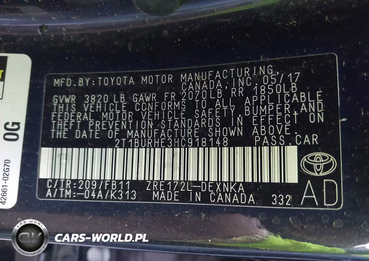 2017 Toyota Corolla Le VIN:2T1BURHE3HC918148 - 9