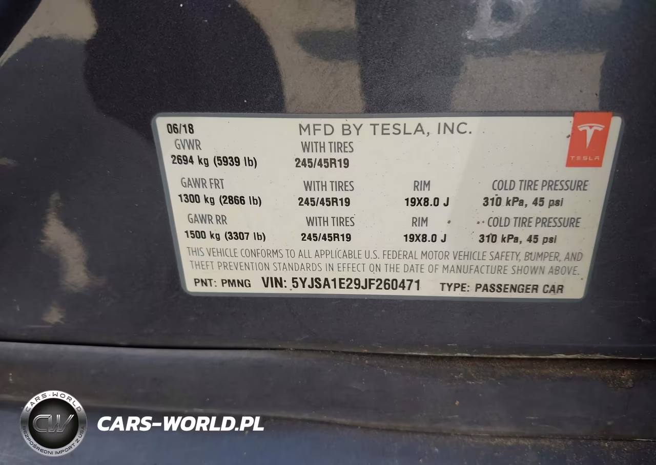2018 Tesla Model S 100D-75D-P100D VIN:5YJSA1E29JF260471 - 9