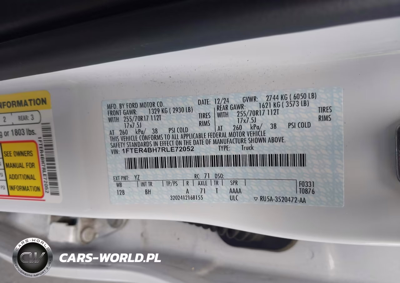 2024 Ford Ranger Xl VIN:1FTER4BH7RLE72052 - 9