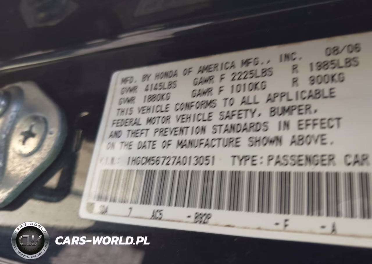 2007 Honda Accord 2.4 Ex VIN:1HGCM56727A013051 - 9