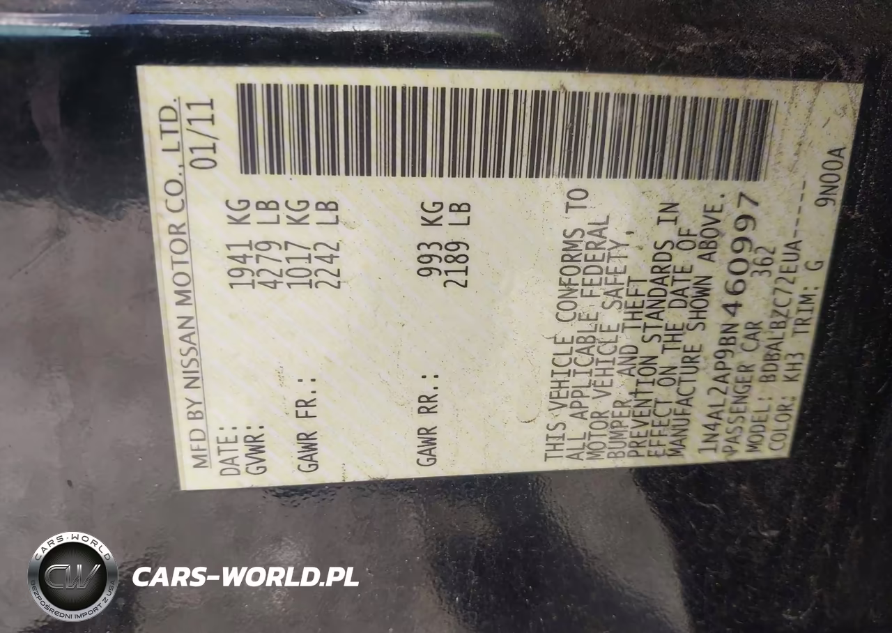 2011 Nissan Altima 2.5 S VIN:1N4AL2AP9BN460997 - 9