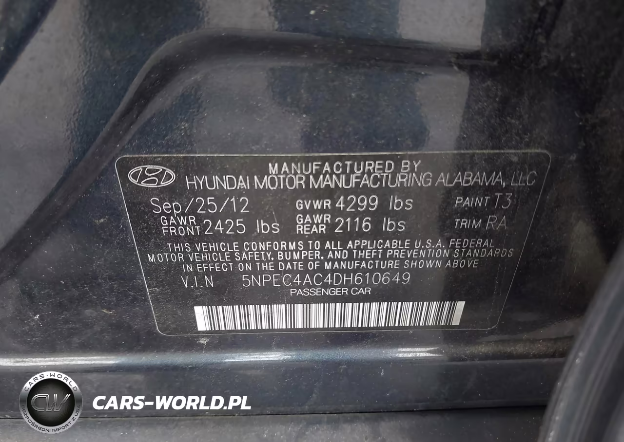 2013 Hyundai Sonata Limited VIN:5NPEC4AC4DH610649 - 9