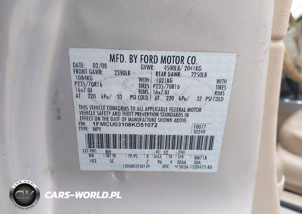 2008 Ford Escape Xlt VIN:1FMCU03108KD51072 - 9