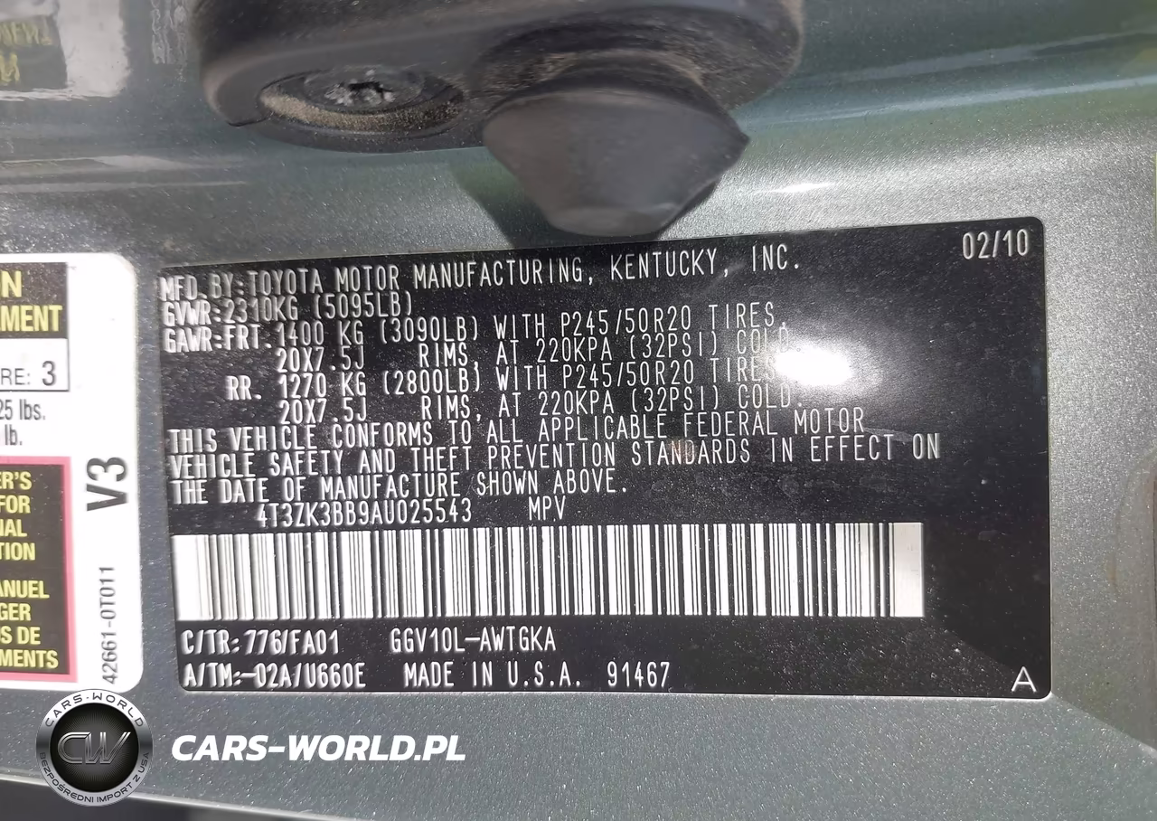 2010 Toyota Venza Base V6 VIN:4T3ZK3BB9AU025543 - 9