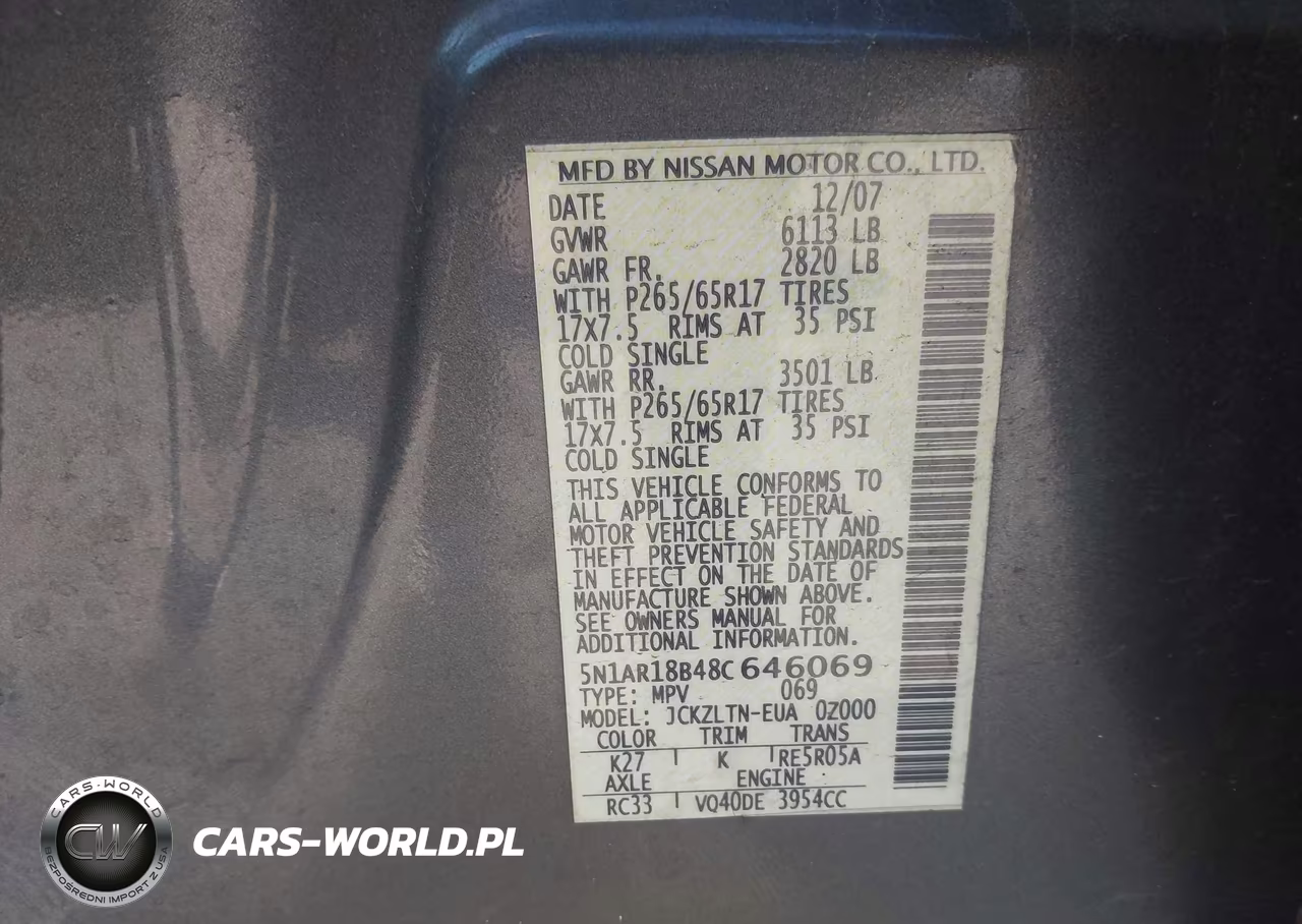 2008 Nissan Pathfinder Se VIN:5N1AR18B48C646069 - 9