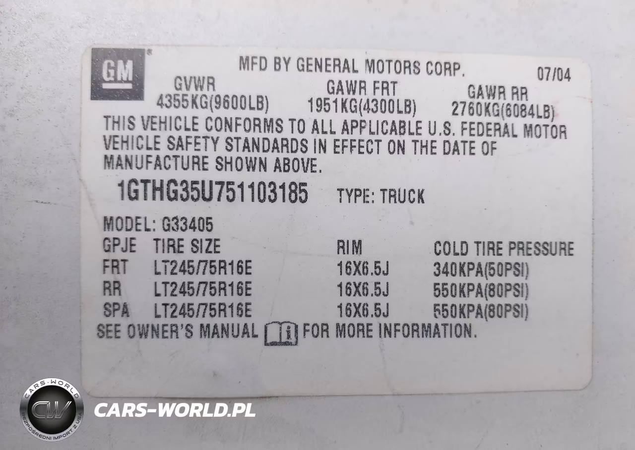 2005 GMC Savana Standard VIN:1GTHG35U751103185 - 9