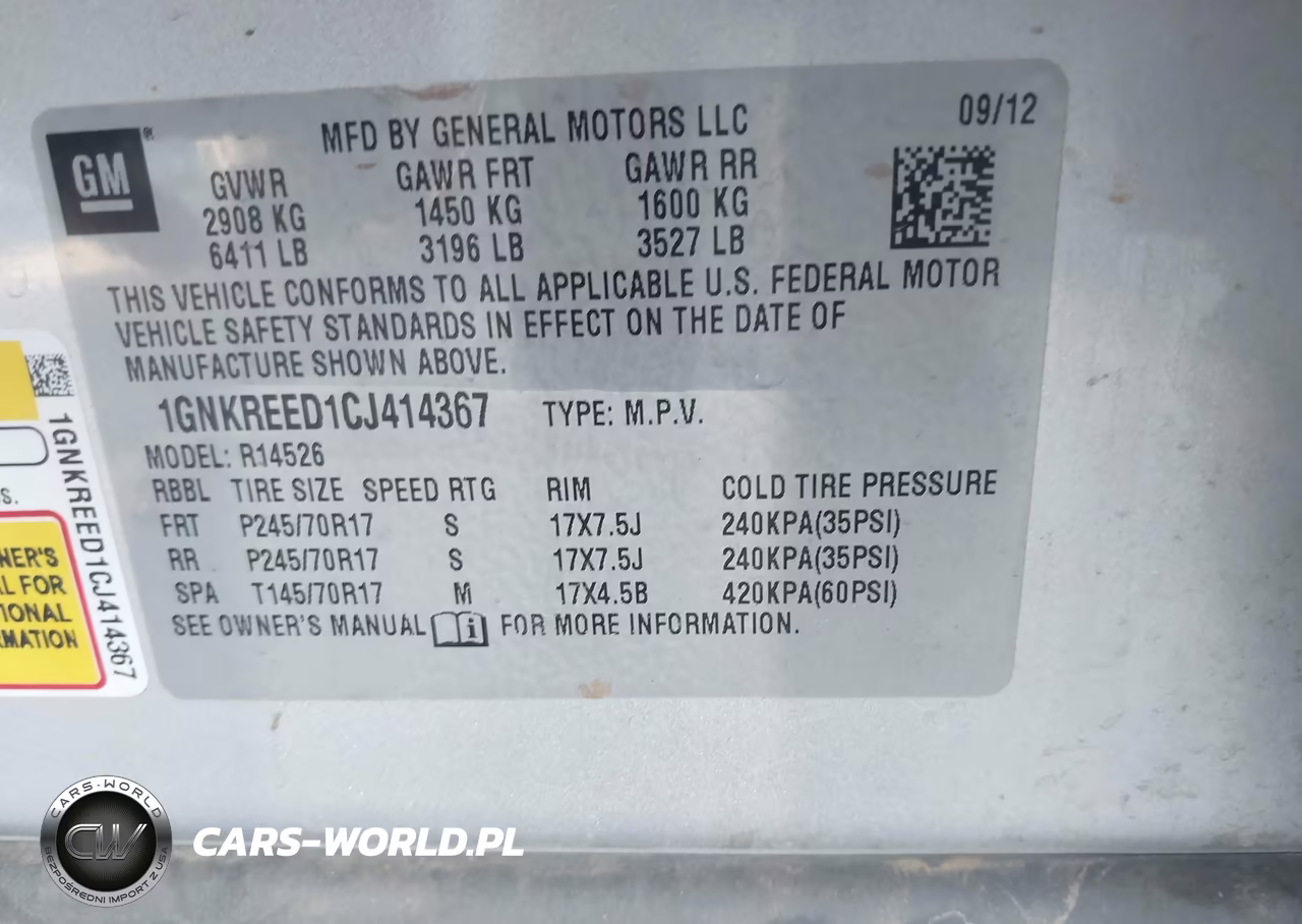 2012 Chevrolet Traverse Ls VIN:1GNKREED1CJ414367 - 9