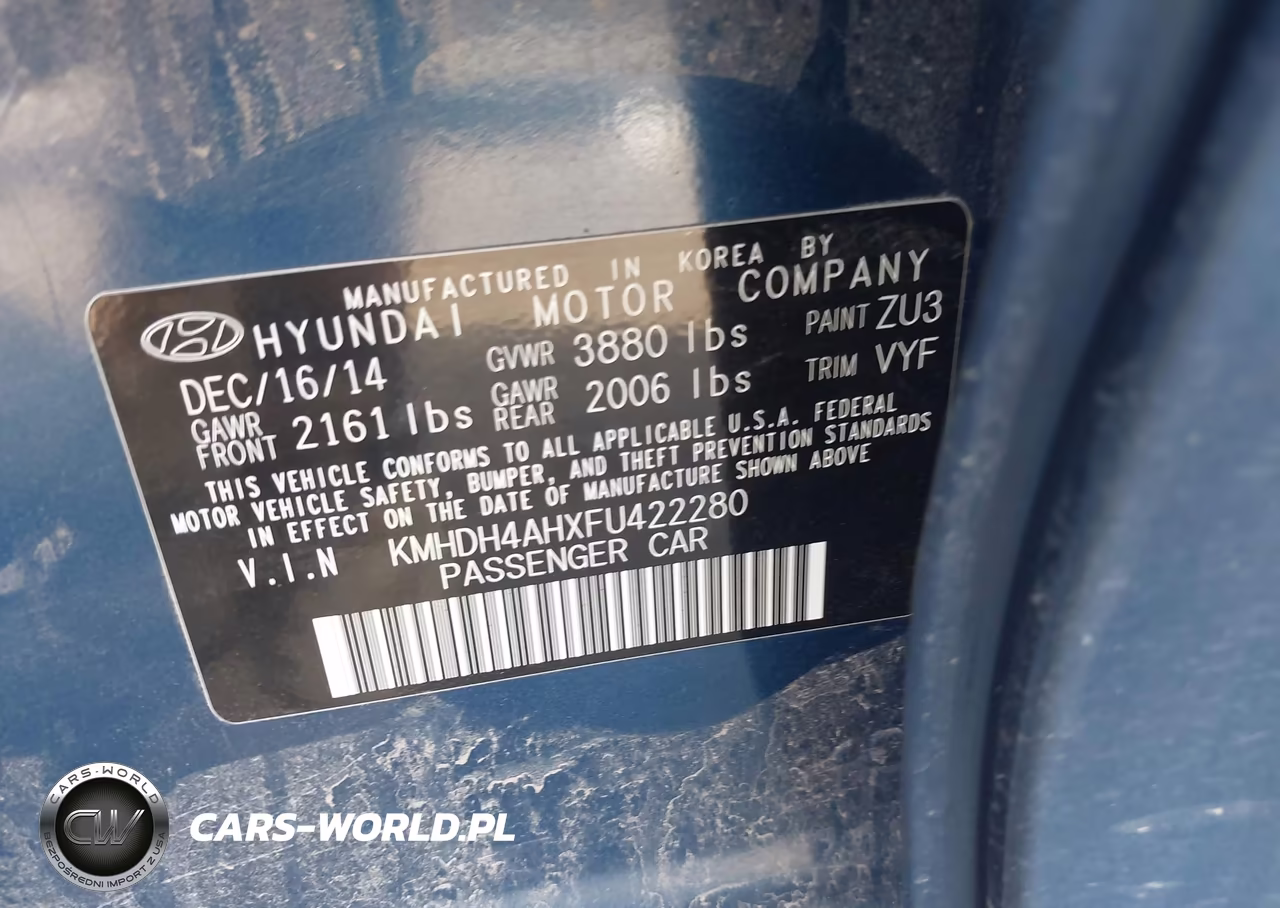 2015 Hyundai Elantra Sport VIN:KMHDH4AHXFU422280 - 9