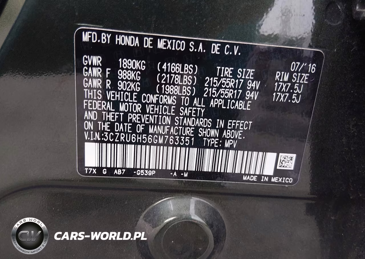 2016 Honda Hr-V Ex VIN:3CZRU6H56GM763351 - 9