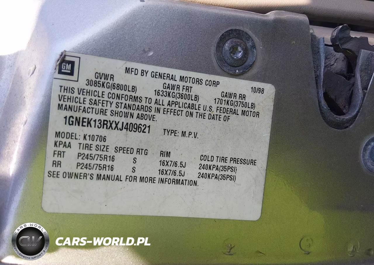 1999 Chevrolet Tahoe Ls VIN:1GNEK13RXXJ409621 - 9