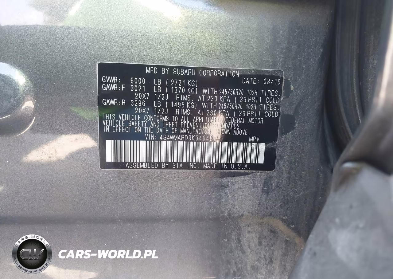 2019 Subaru Ascent Touring VIN:4S4WMARD9K3464878 - 9
