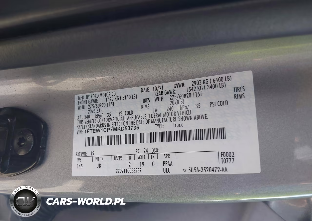 2021 Ford F-150 Xl VIN:1FTEW1CP7MKD53736 - 9