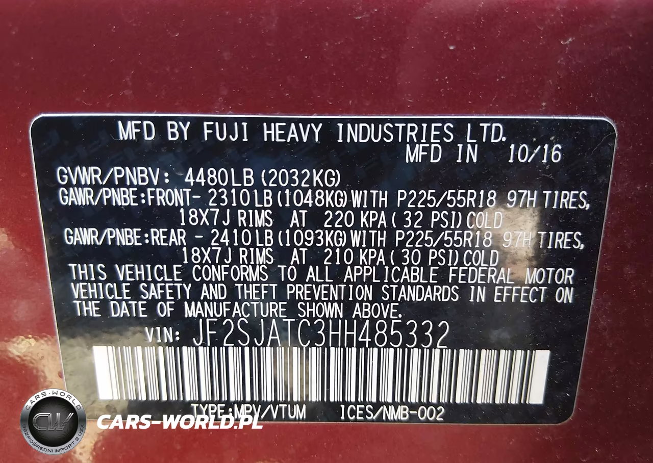 2017 Subaru Forester 2.5I Touring VIN:JF2SJATC3HH485332 - 9
