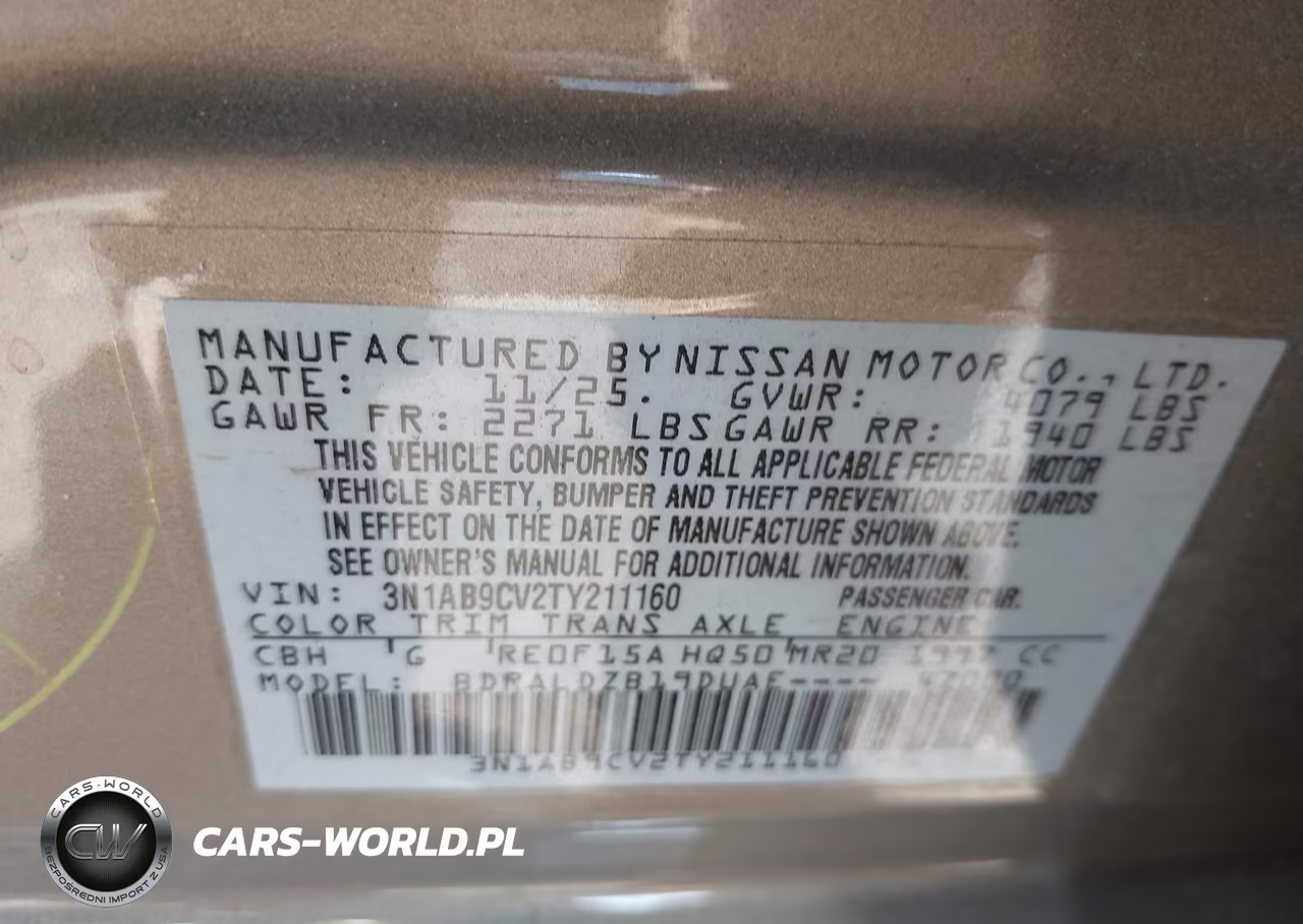 2026 Nissan Sentra Sv VIN:3N1AB9CV2TY211160 - 9