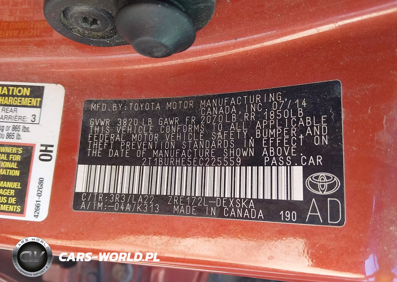 2014 Toyota Corolla S Premium VIN:2T1BURHE5EC225559 - 9