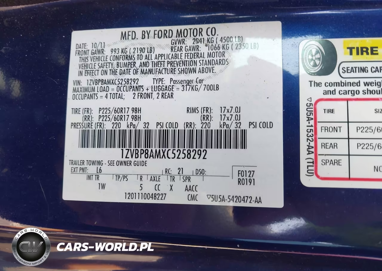 2012 Ford Mustang V6 VIN:1ZVBP8AMXC5258292 - 9