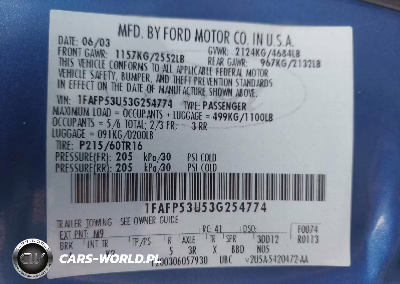 2003 Ford Taurus Se VIN:1FAFP53U53G254774 - 9