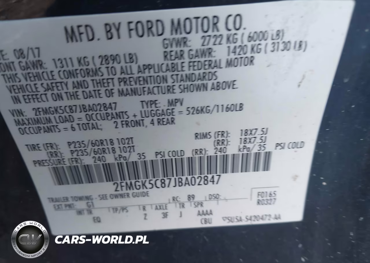 2018 Ford Flex Sel VIN:2FMGK5C87JBA02847 - 9