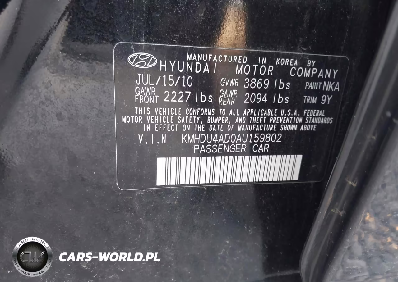 2010 Hyundai Elantra Gls VIN:KMHDU4AD0AU159802 - 9