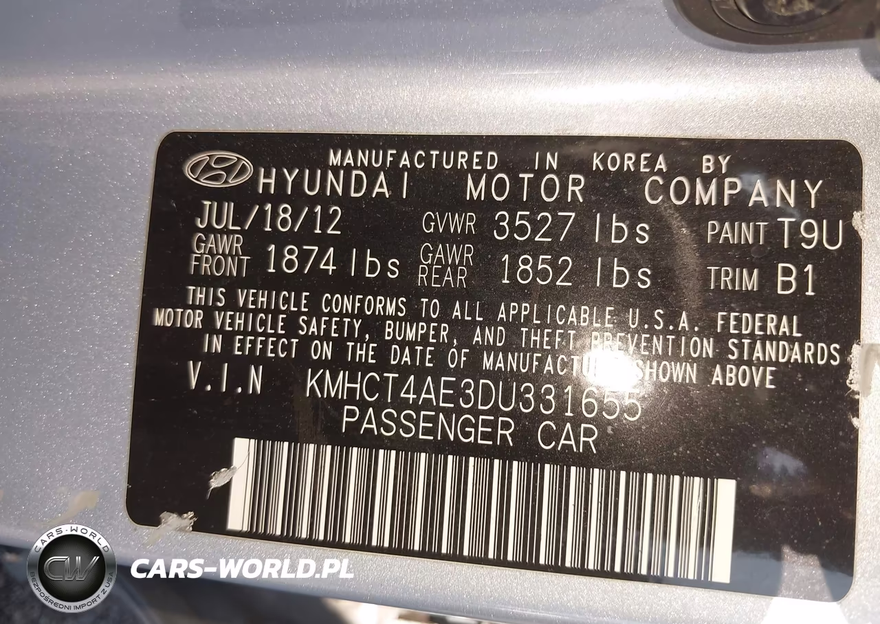 2013 Hyundai Accent Gls VIN:KMHCT4AE3DU331655 - 9