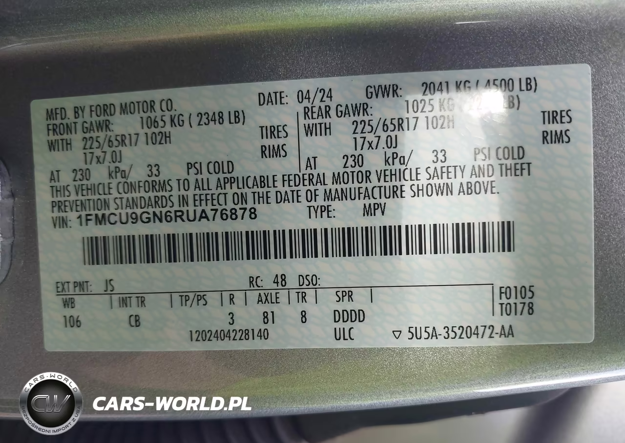 2024 Ford Escape Active VIN:1FMCU9GN6RUA76878 - 9