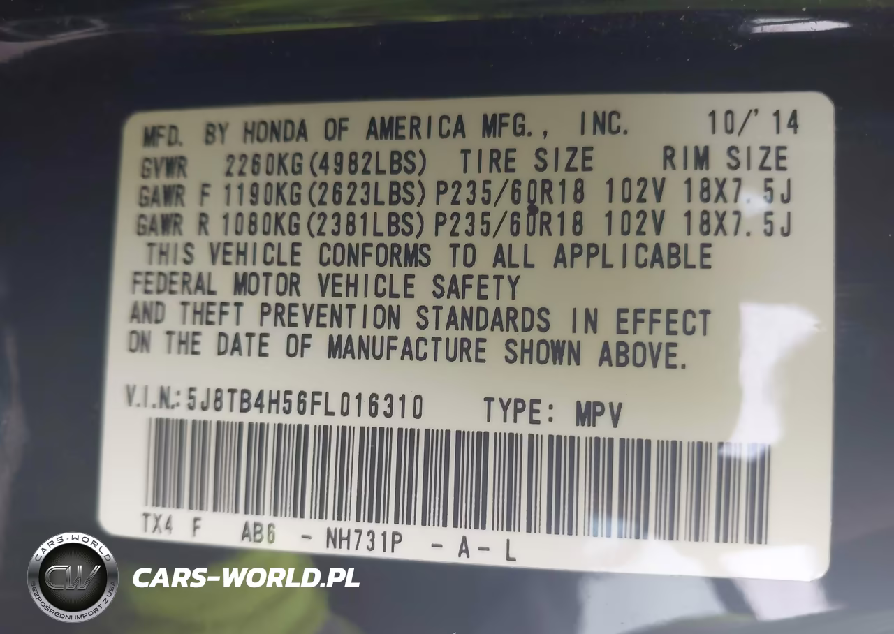 2015 Acura Rdx VIN:5J8TB4H56FL016310 - 9