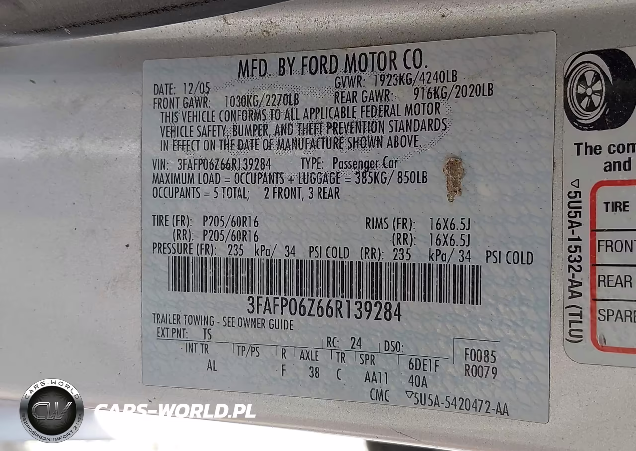 2006 Ford Fusion S VIN:3FAFP06Z66R139284 - 9