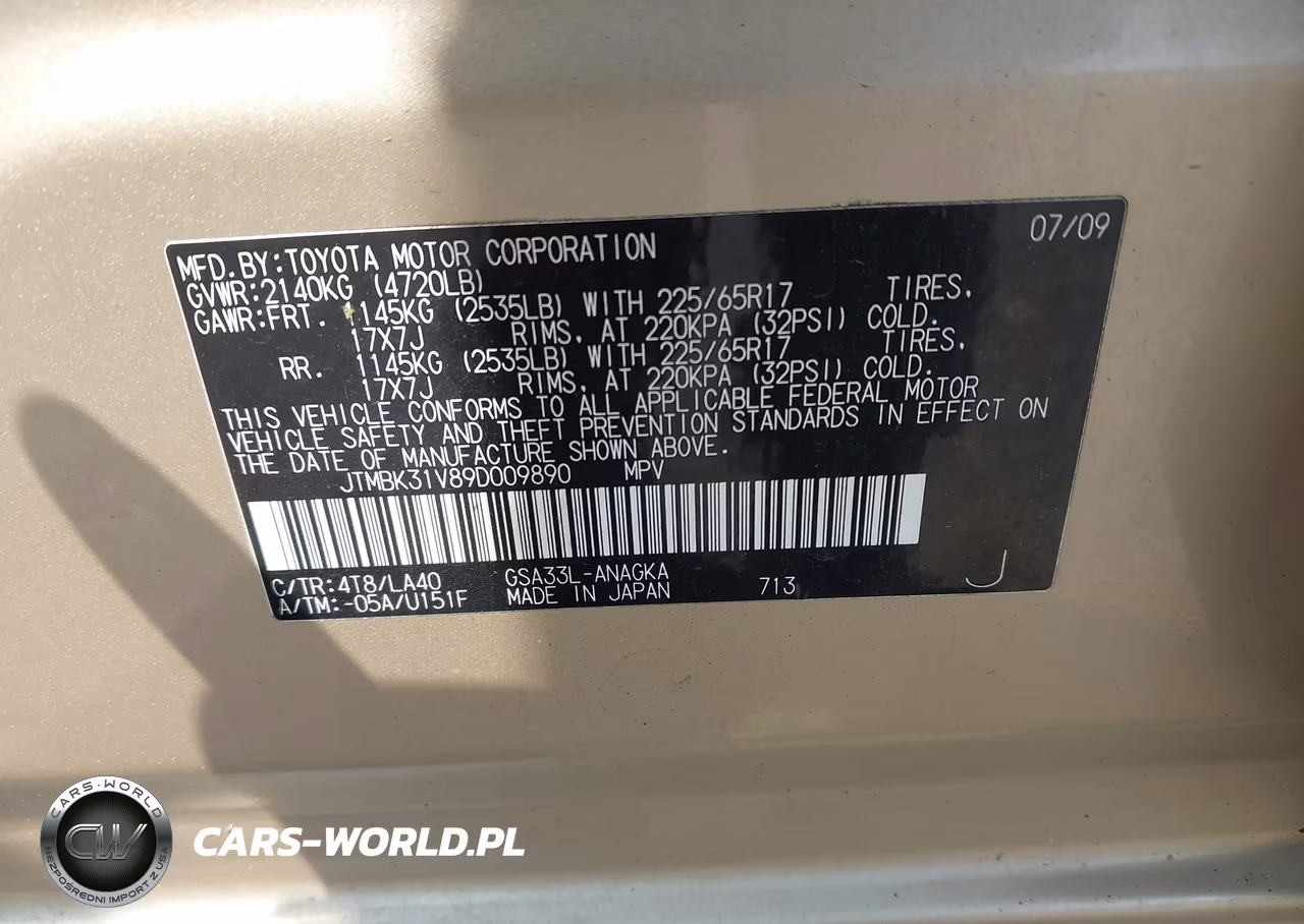 2009 Toyota Rav4 Limited V6 VIN:JTMBK31V89D009890 - 9