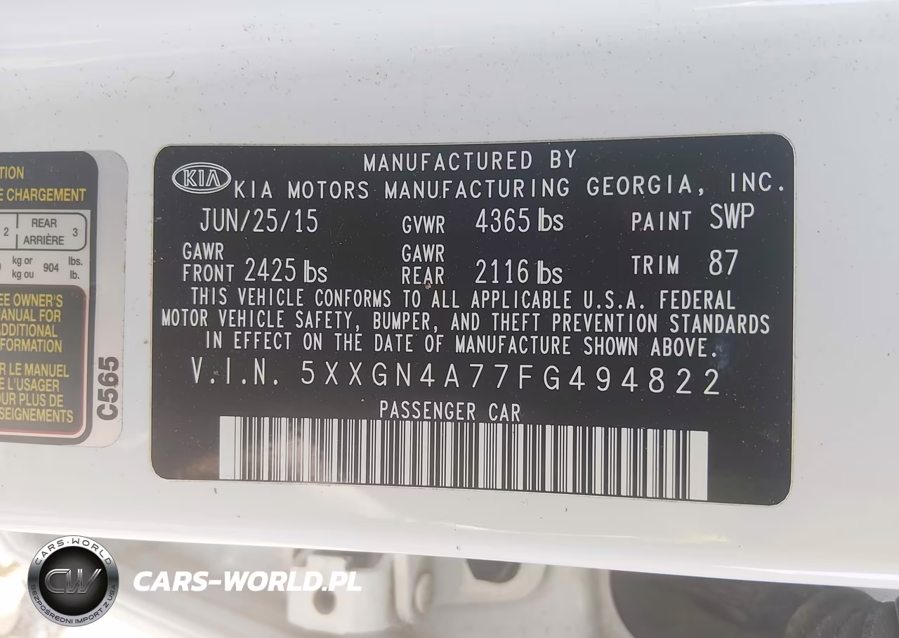 2015 Kia Optima Ex VIN:5XXGN4A77FG494822 - 9