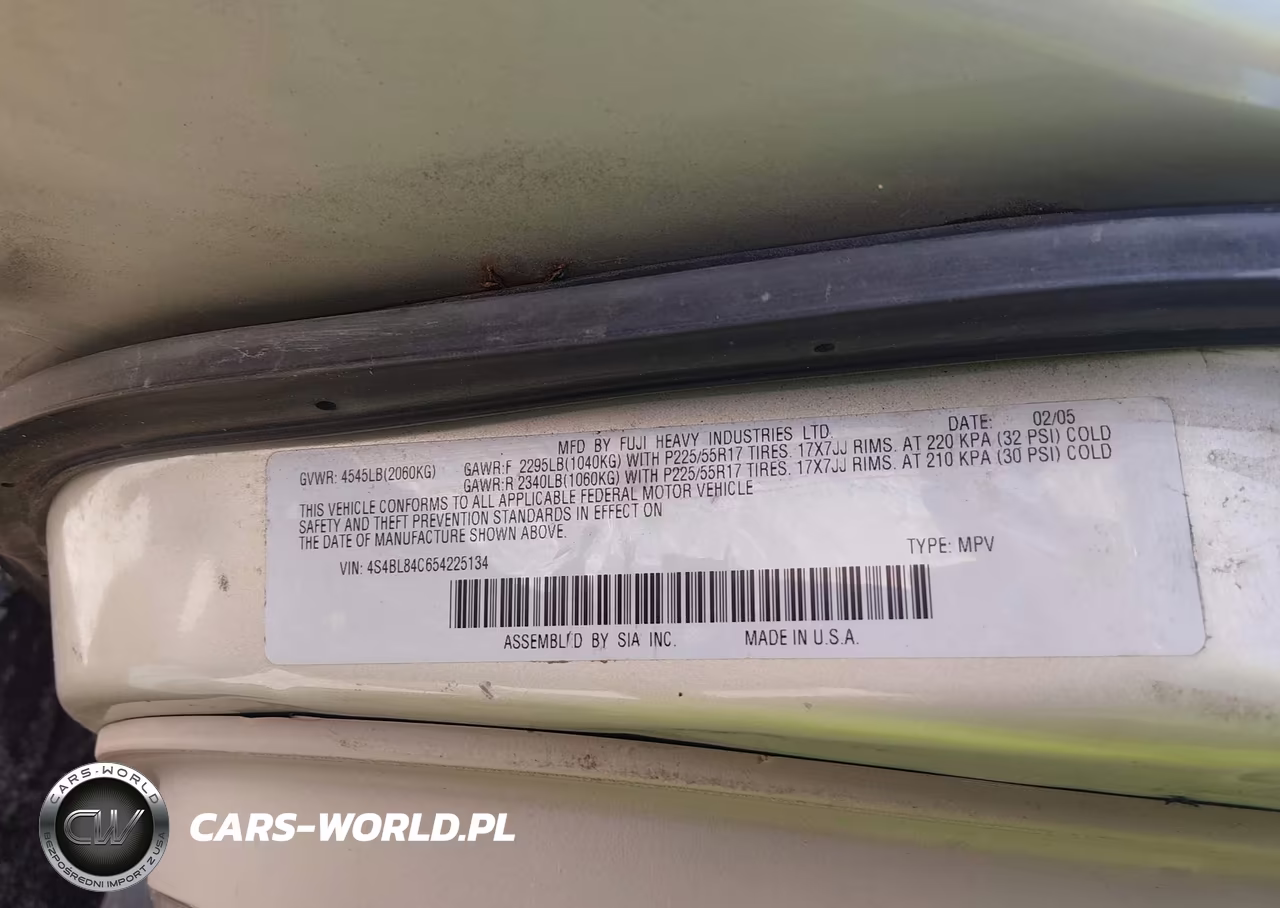 2005 Subaru Outback 3.0R VIN:4S4BL84C654225134 - 9