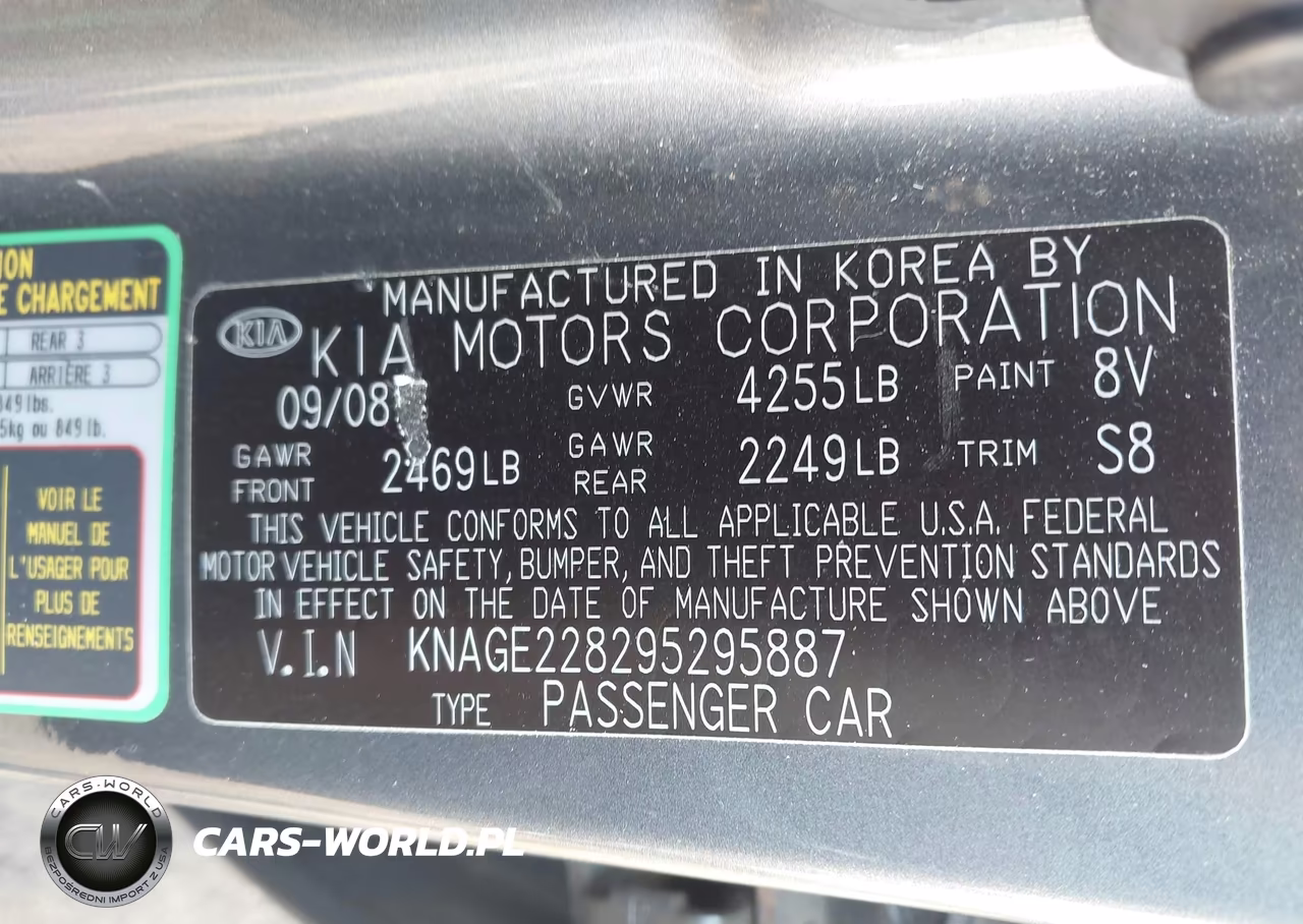 2009 Kia Optima Lx VIN:KNAGE228295295887 - 9