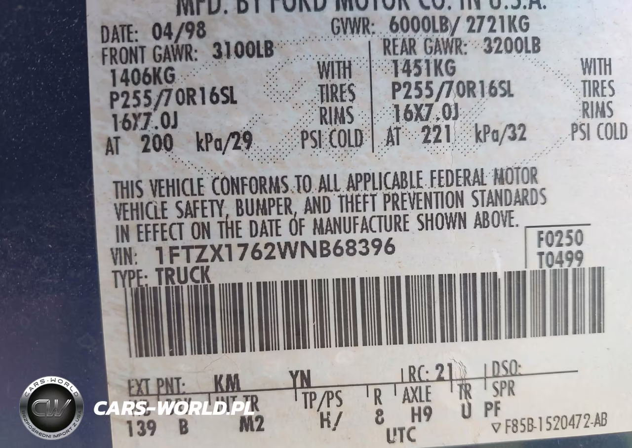 1998 Ford F-150 Lariat-Standard-Xl-Xlt VIN:1FTZX1762WNB68396 - 9