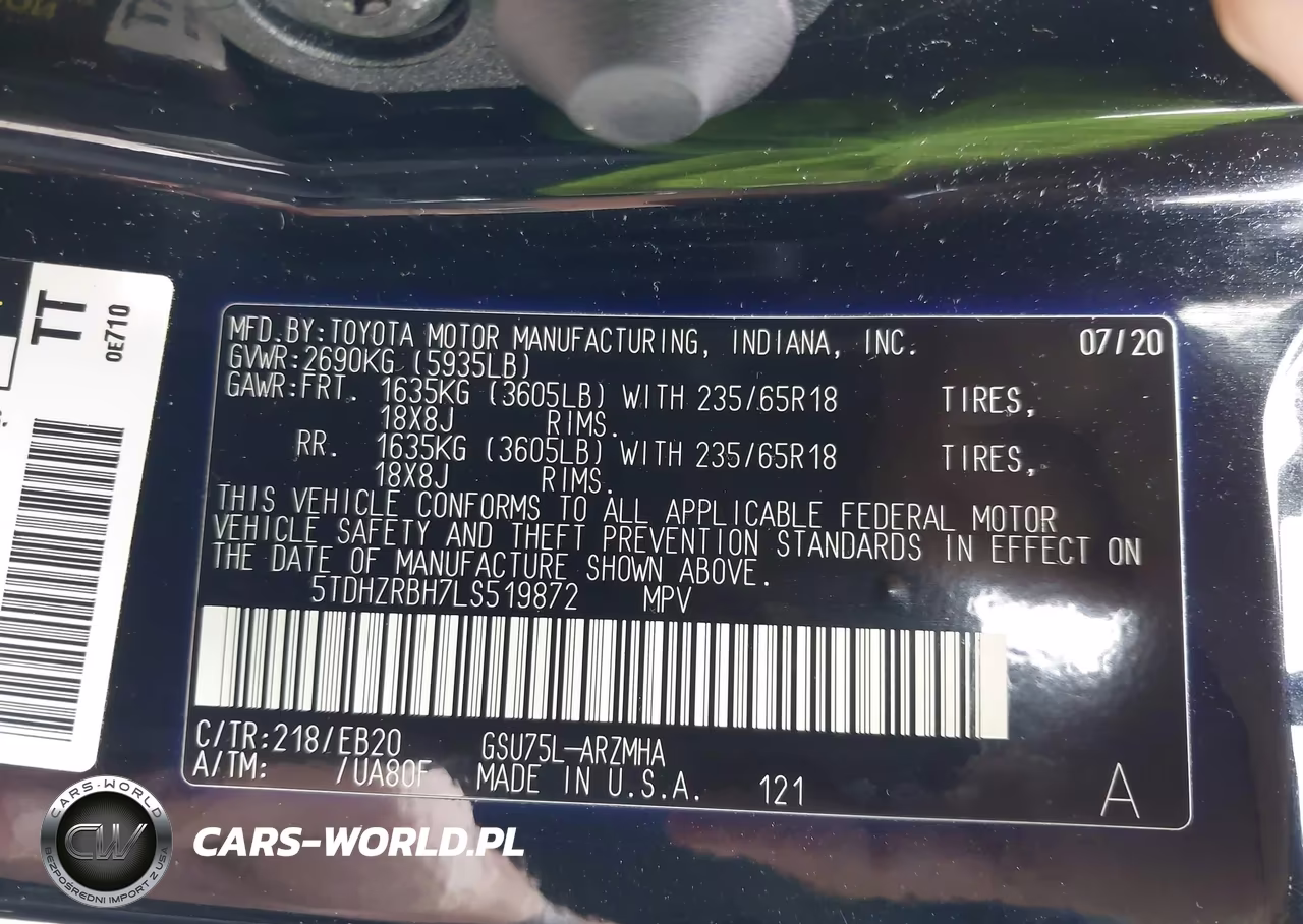 2020 Toyota Highlander Xle VIN:5TDHZRBH7LS519872 - 9