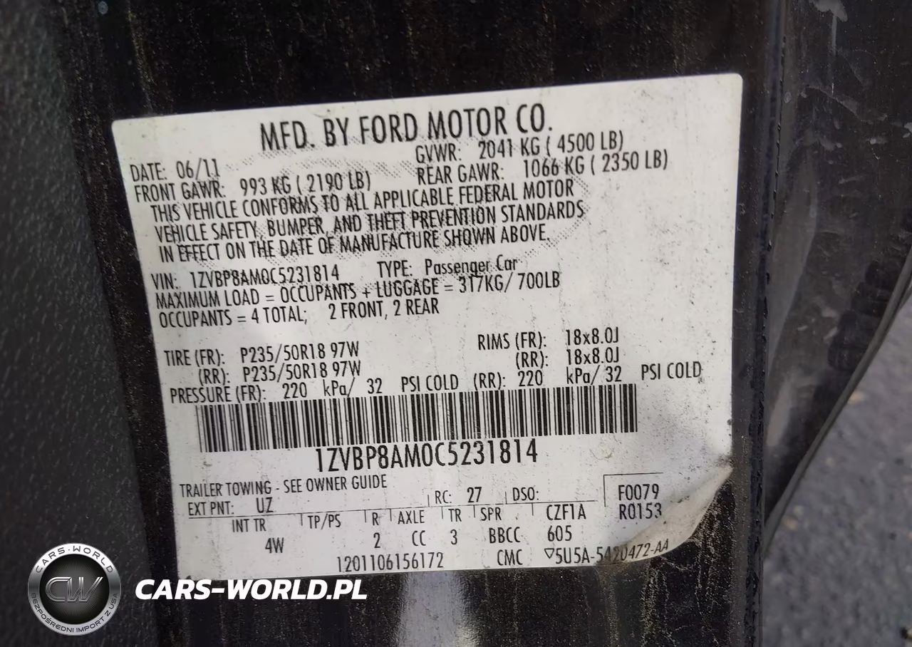 2012 Ford Mustang V6 Premium VIN:1ZVBP8AM0C5231814 - 9