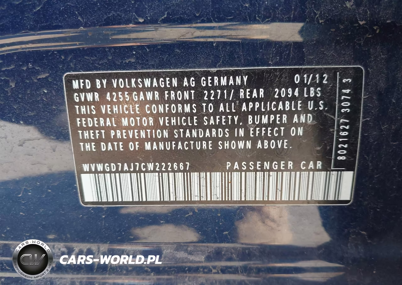 2012 Volkswagen Gti 4-Door VIN:WVWGD7AJ7CW222667 - 9