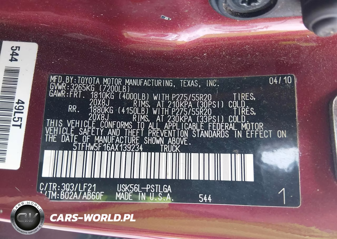 2010 Toyota Tundra Limited 5.7L V8 VIN:5TFHW5F16AX139234 - 9