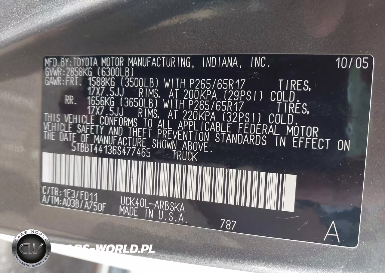 2006 Toyota Tundra Sr5 V8 VIN:5TBBT44136S477465 - 9