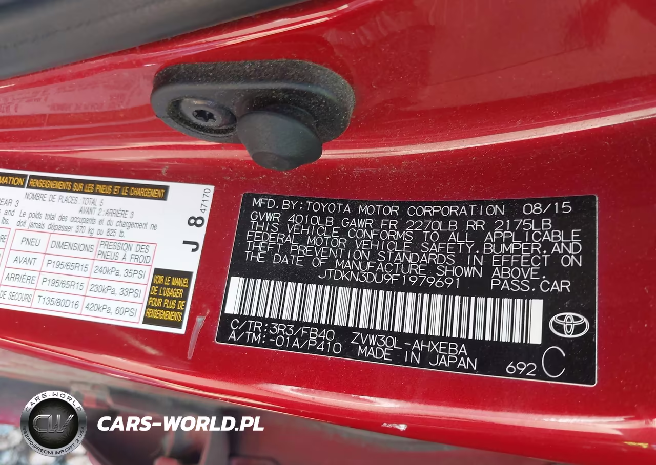 2015 Toyota Prius Two VIN:JTDKN3DU9F1979691 - 9