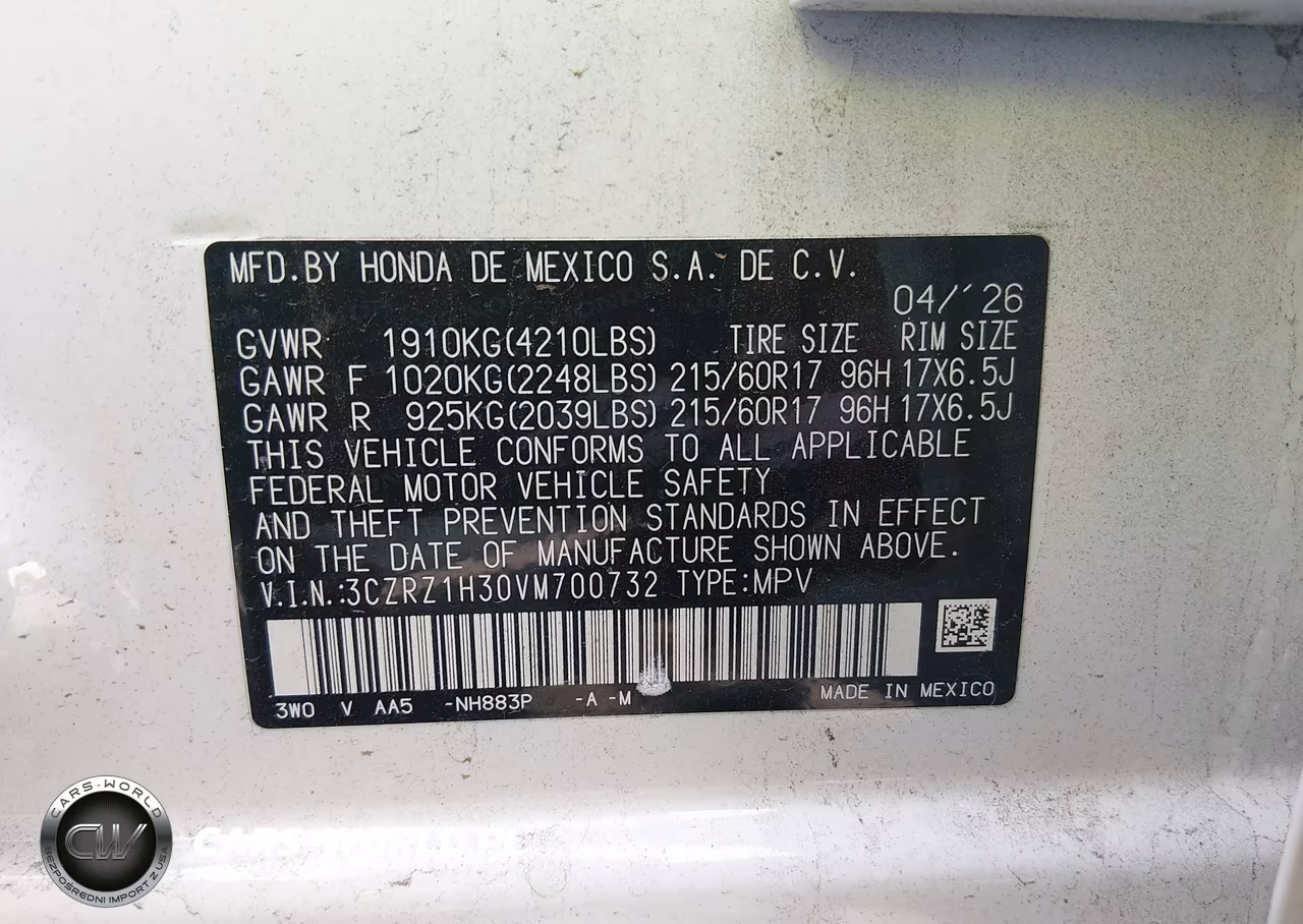 2027 Honda Hr-V Lx 2Wd VIN:3CZRZ1H30VM700732 - 9