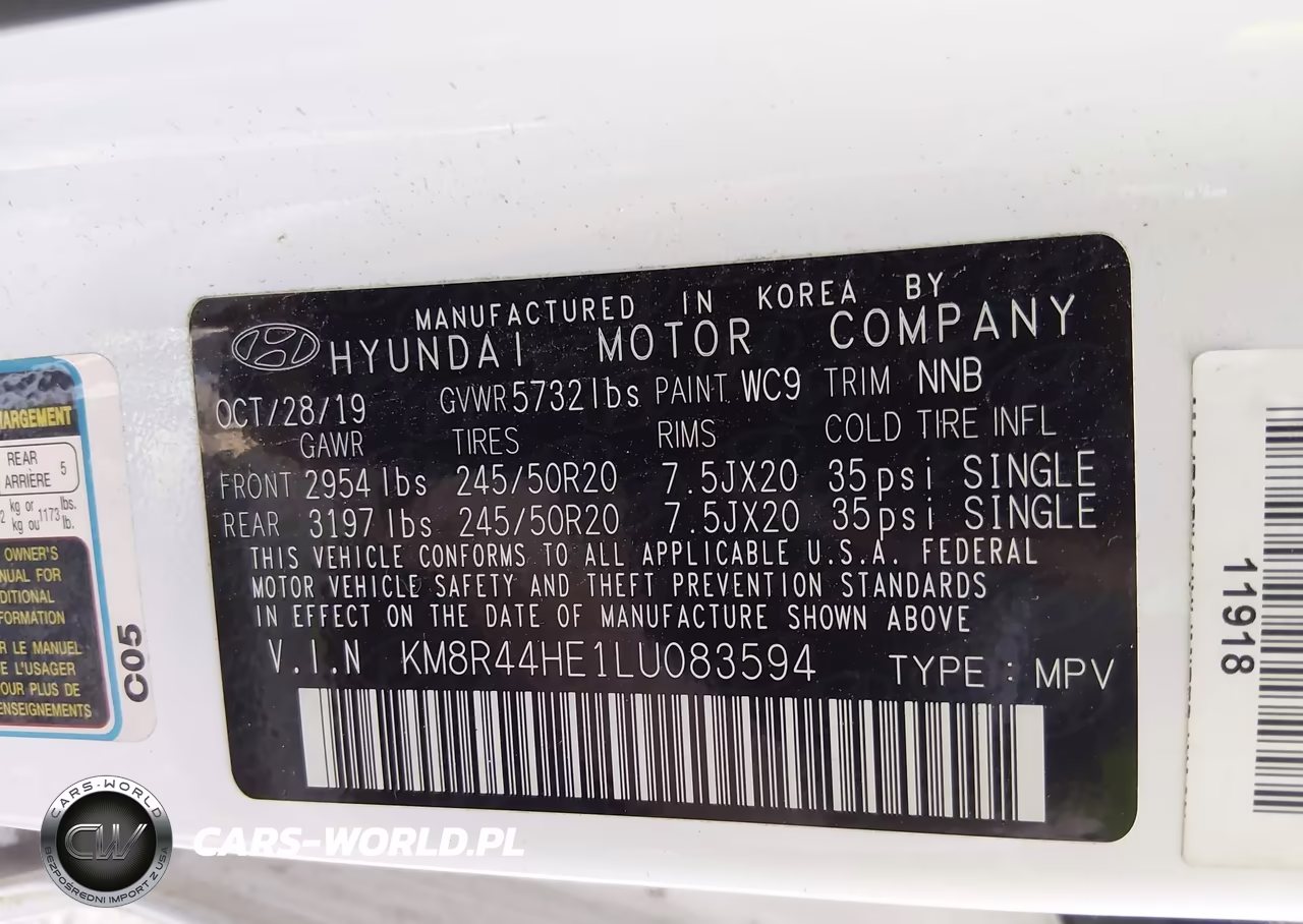 2020 Hyundai Palisade Sel VIN:KM8R44HE1LU083594 - 9