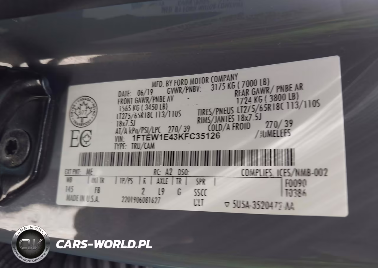 2019 Ford F-150 Xlt VIN:1FTEW1E43KFC35126 - 9