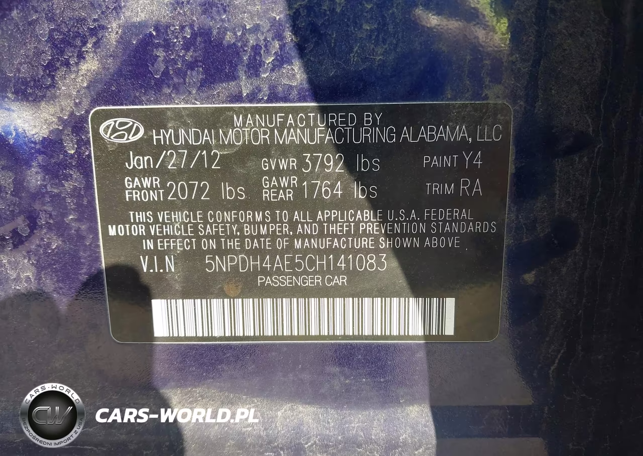 2012 Hyundai Elantra Gls VIN:5NPDH4AE5CH141083 - 9